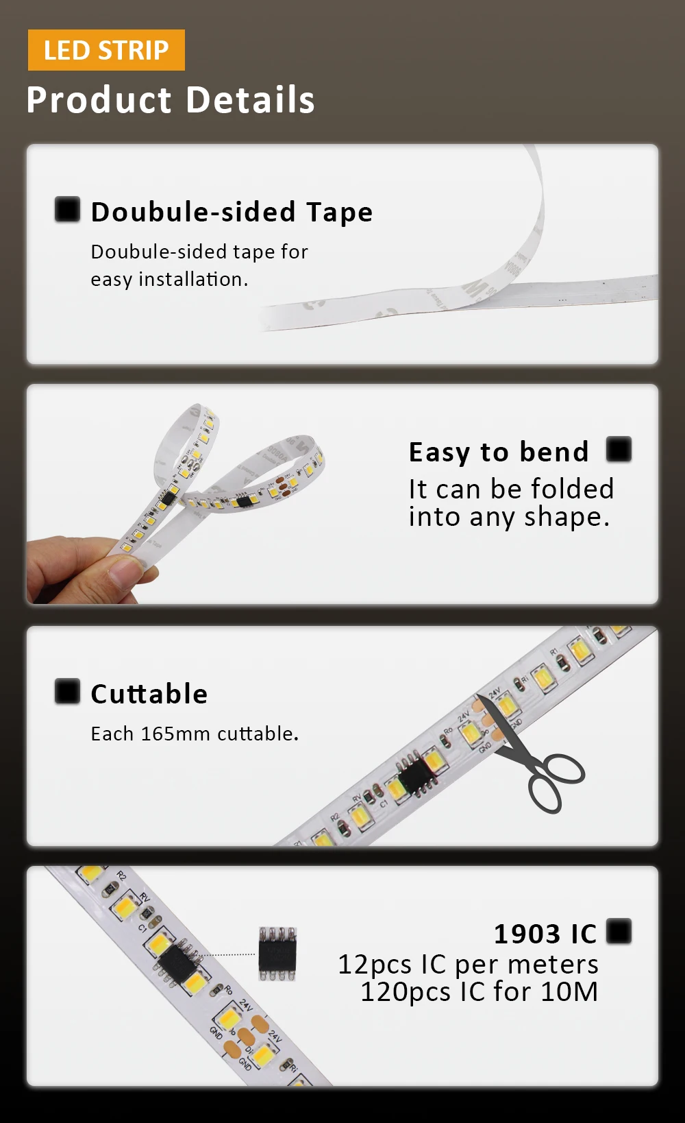 SMD2835 Water Flowing LED Strip Light DC 24V 10M Flex Ribbon Horse Race Chasing Effect 126 Diode CCT Liner Lamp with Touch Panel