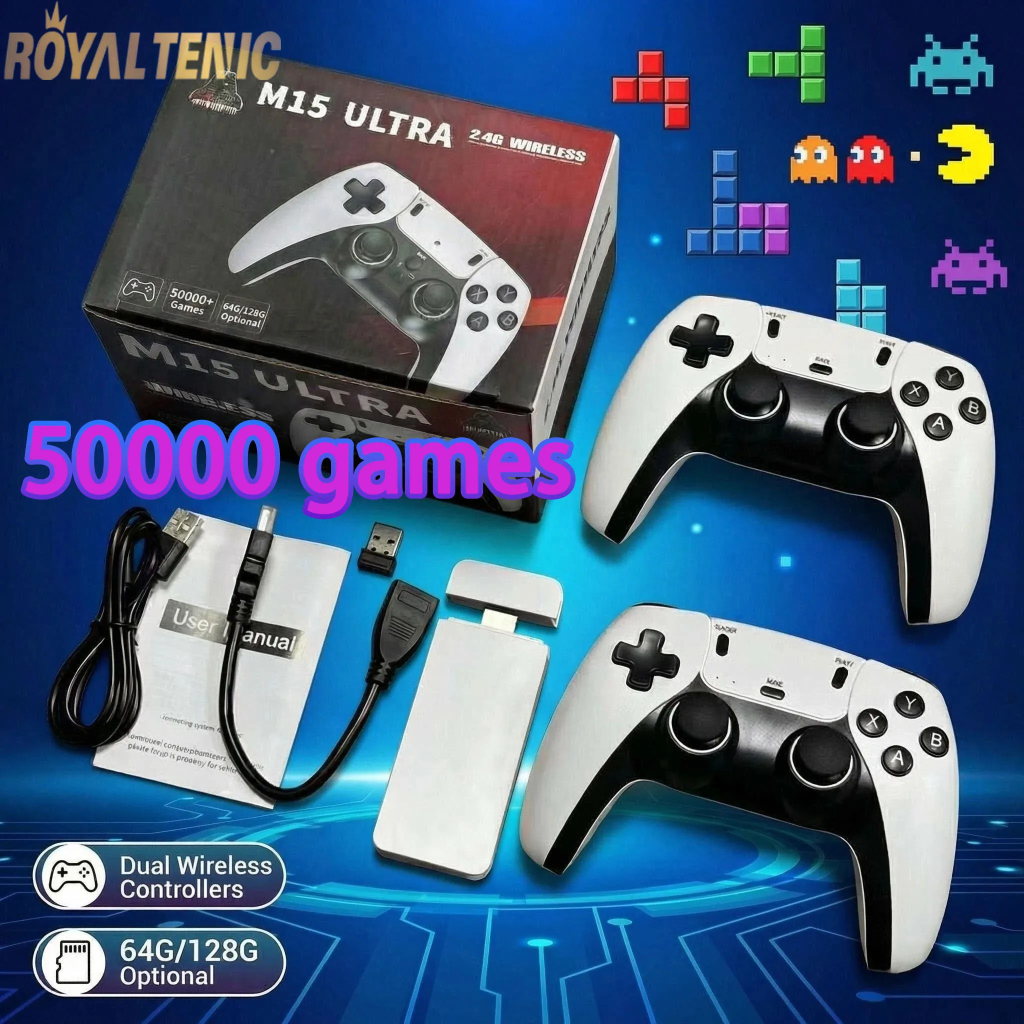 Consola de Videojuegos Retro 4K con Stick para Sega, 64GB/128GB, Más de 50000 Juegos, Controles Inalámbricos Dobles, Sistema de Entretenimiento Familiar