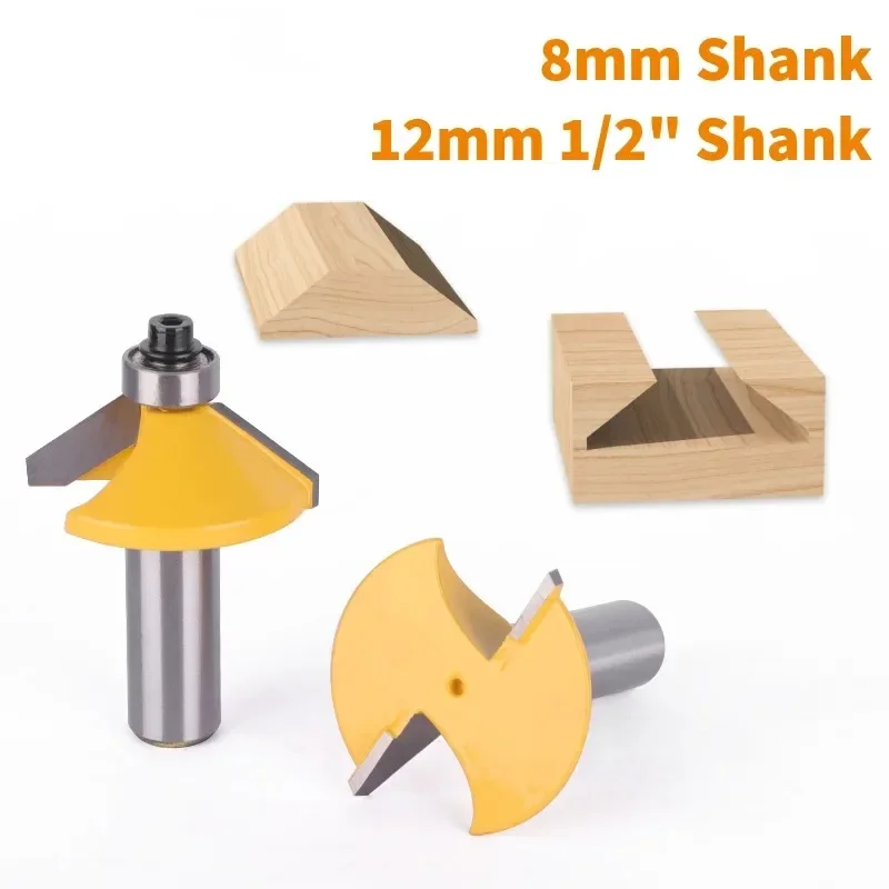

8mm 12mm Chamfer Stile and Rail Router Bit Set Tungsten Carbide Woodworking Milling Cutter for Wood Edge Trimming Joinery Tool