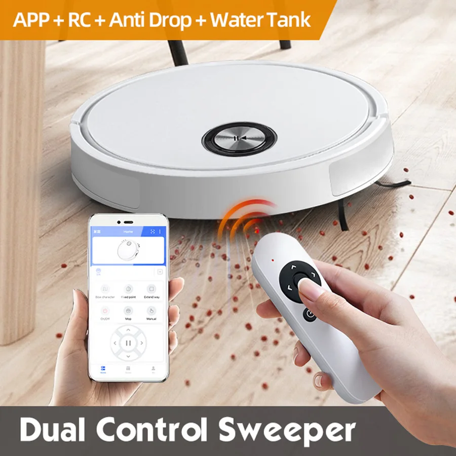 App &  Remote control vacuum sweeper home large robotic wet and dry with water tank sweep mop floor smart robot vaccum cleaner