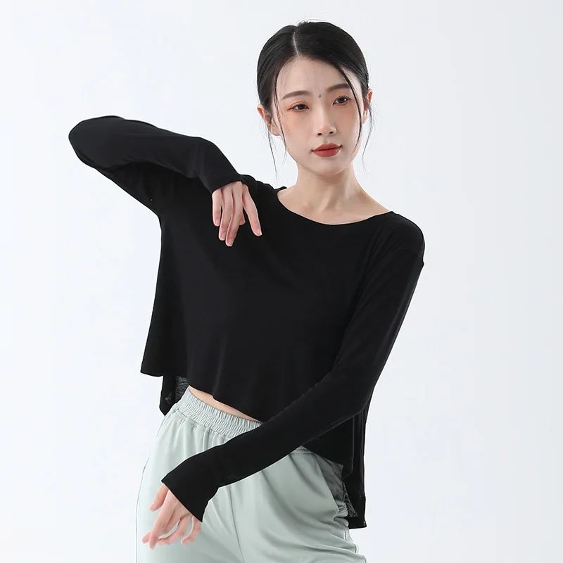 Modern Dance Performance Dress Vestido De Treinamento De Dança Roupas De Exame De Arte Feminina Treinamento Corporal Profissional Loose LongSleeve Clothing