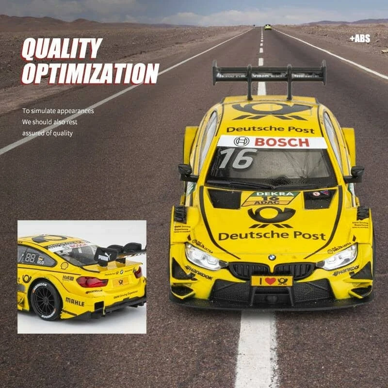 محاكاة 1/43 مقياس BMW M4 DTM سباق السيارات نموذج مع صندوق عرض أكريليك جمع ديكور المنزل دييكاست مصغرة Voiture هواية