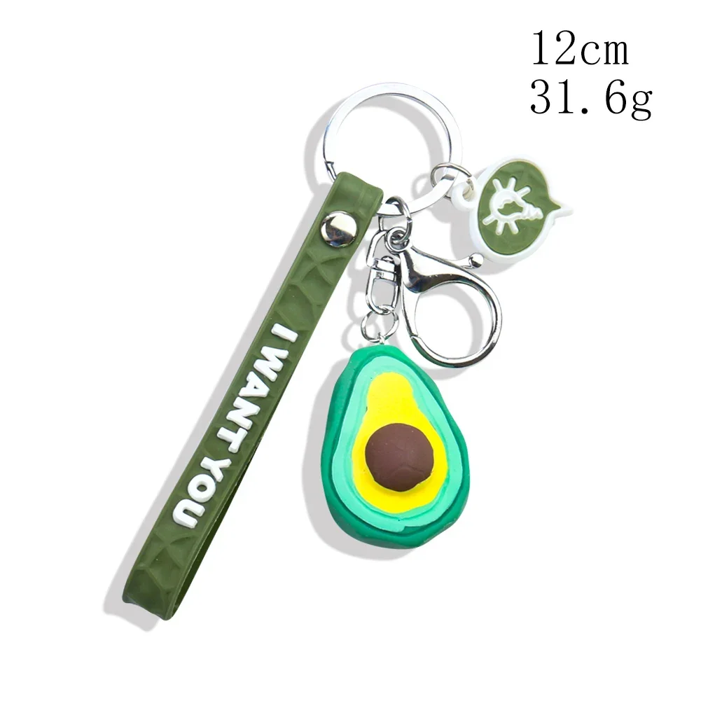 Cartoon creative avocado keychain simple network red Korean style cute lady bag simulation fruit pendant gift