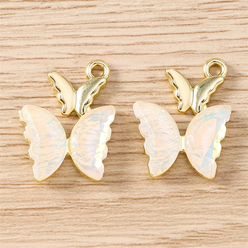 5 Stück 16 x 20 mm niedliche bunte Kristall-Anhänger mit fliegenden Schmetterlingen für die Schmuckherstellung, Ohrringe, Halsketten, DIY-Bastelzubehör – Detail 6