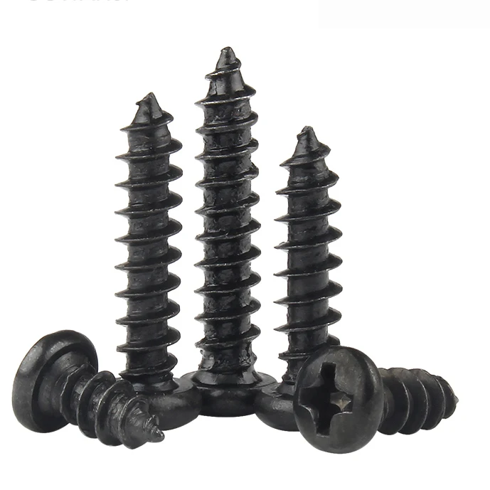 50-200pcs M1 M1.2 M1.4 M1.7 M2 M2.6 M3 M3.5 Black Steel Phillips Flat Countersunk Cross Round Pan Head Self-tapping Wood Screw