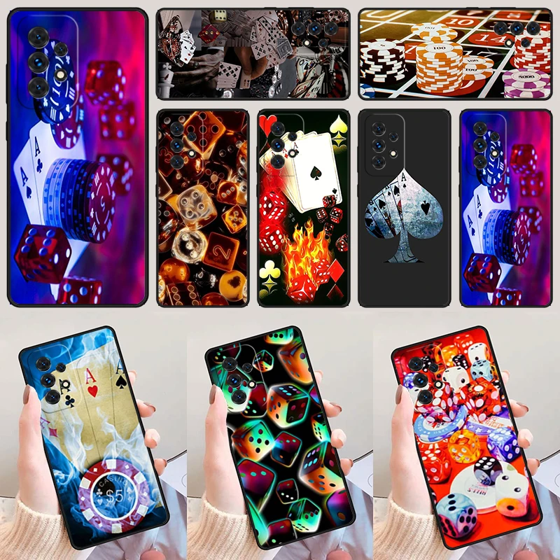 Casino Gambling Dice Poker For Samsung Galaxy A52 A72 A73 A20e A21S A50 A70 A11 A12 A42 A31 A40 A51 A71 A32 A80 Phone Case Cover