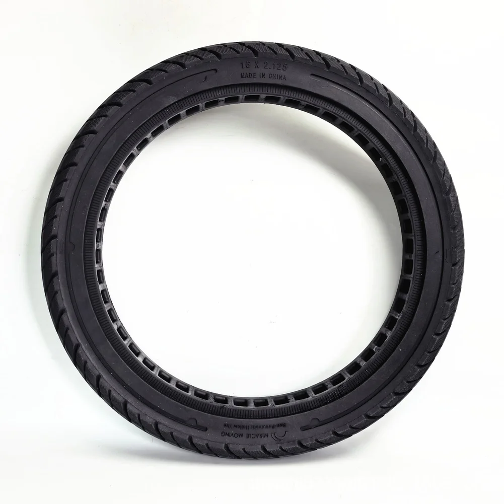 16x2.125 Anti-Puncture Solid Tire Designed for Electric Bicycles and Scooters - Rubber with Road-Grip Enhancing Tread