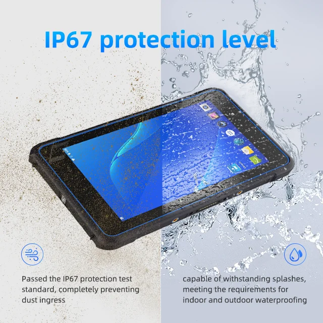 PDA Handheld WiFi 4G Android 10 UHF, Tablet genggam industri 8 inci tahan air RFID pembaca genggam untuk stok gudang