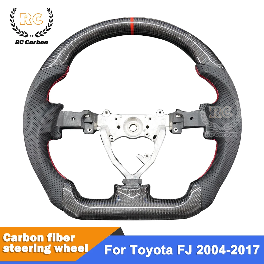 Real Carbon Fiber Lenkrad Für Toyota FJ Cruiser 2007 2009 2010 2011 2013 2016 2017 2018 2019 2020 Auto Zubehör rot