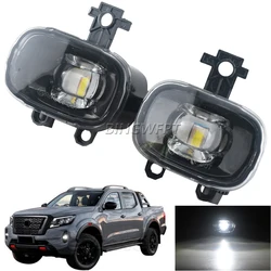 2x LED Fog Lamp Assembly For Nissan Navara NP300 D23 Facelift 2020 2021 2022 Front Car Lights Lens DRL 12V White Color