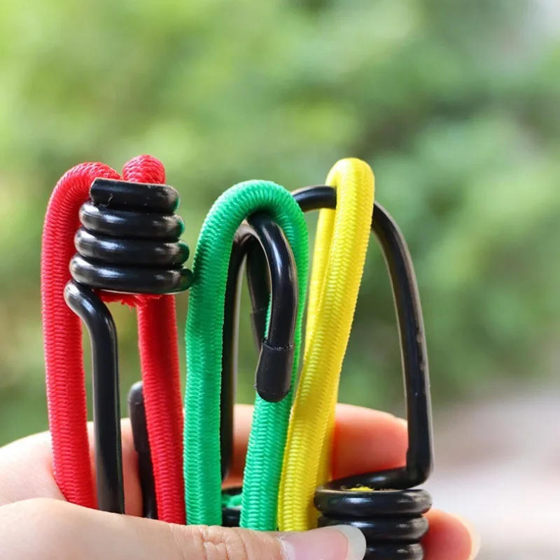 New 5pcs Elastic Cords with Hook Tarp Straps Ropes Fixed for Outdoor Camping Tent Canopy Awnings Cover Red Yellow Green