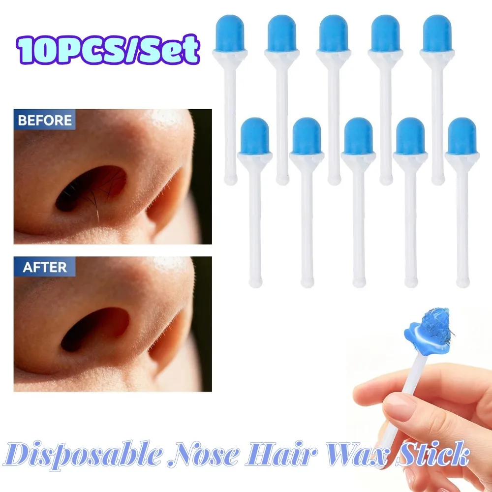 10Pcs/Set Disposable Nose Ear Hair Wax Sticks One-Piece Blue Wax Applicator Effectively Cleanse Your Nostrils and Ears Quick