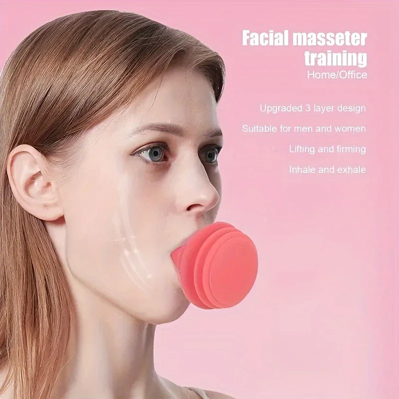 1 pièce/exercice de Yoga et de menton pour le visage-outil de soins de la peau en silicone rose pour réduire les rides et amincir les visages en forme de V