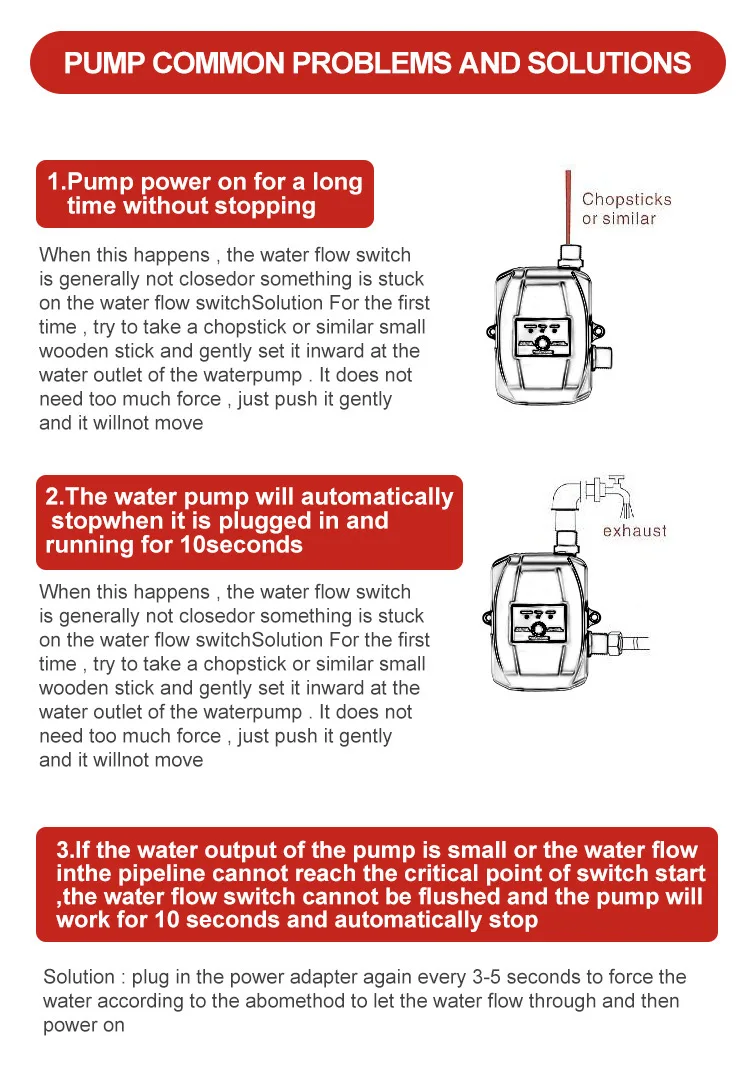 Acarps Automatische Druckerhöhungspumpe, 150 W, 24 V, Wasserpumpe, Heimduschkopf, Warmwasserbereiter, Wasserhahn, zusätzlicher Wasserdruck, geräuschlose Pumpe – Detail 14