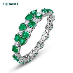 KQDANCE Luxury 925 Sterling Silver Created Emerald Snake shaped Cuff Bangles Bracelets Green High Carbon Diamond Stone Jewelry