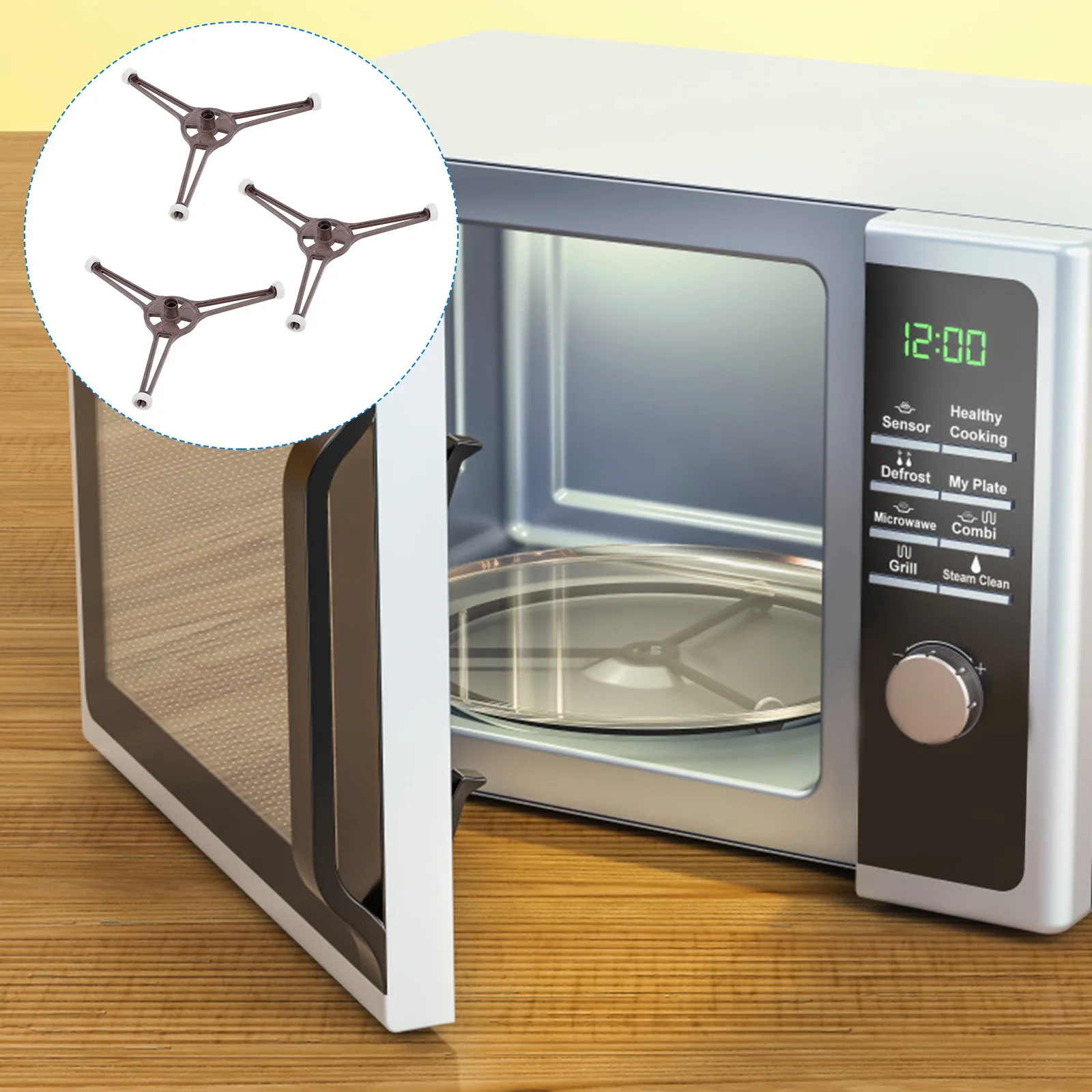 

3Pcs Microwave Turntable Ring Plastic Rotating Support Rack for Even Heating Multi-Function High-Temperature Resistance