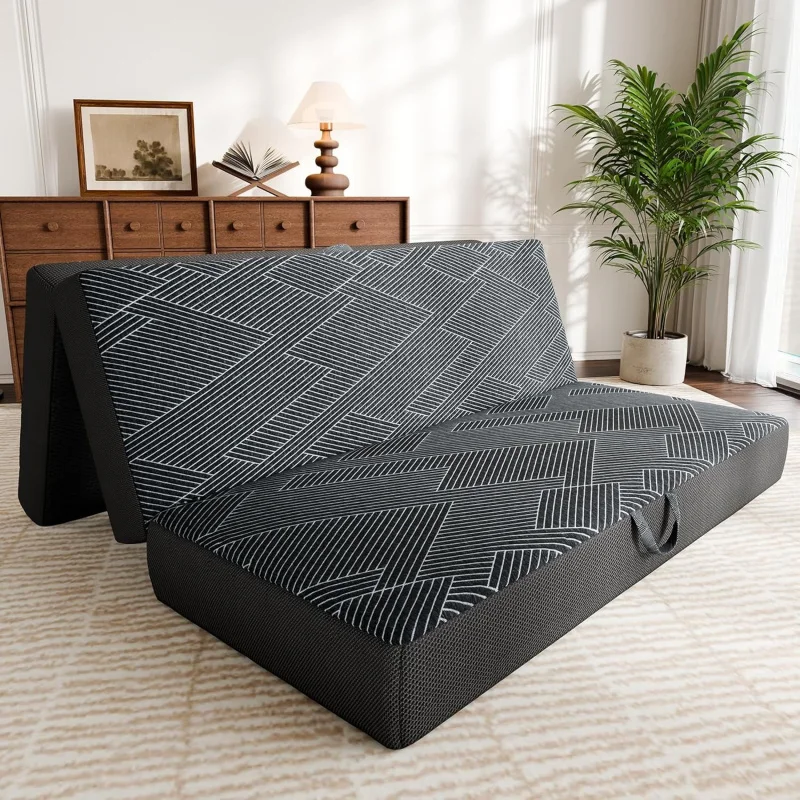 

Folding Mattress 6 - Foam, Washable Cover, Non-Slip Bottom & Handle, Portable Floor Sofa Bed Trave