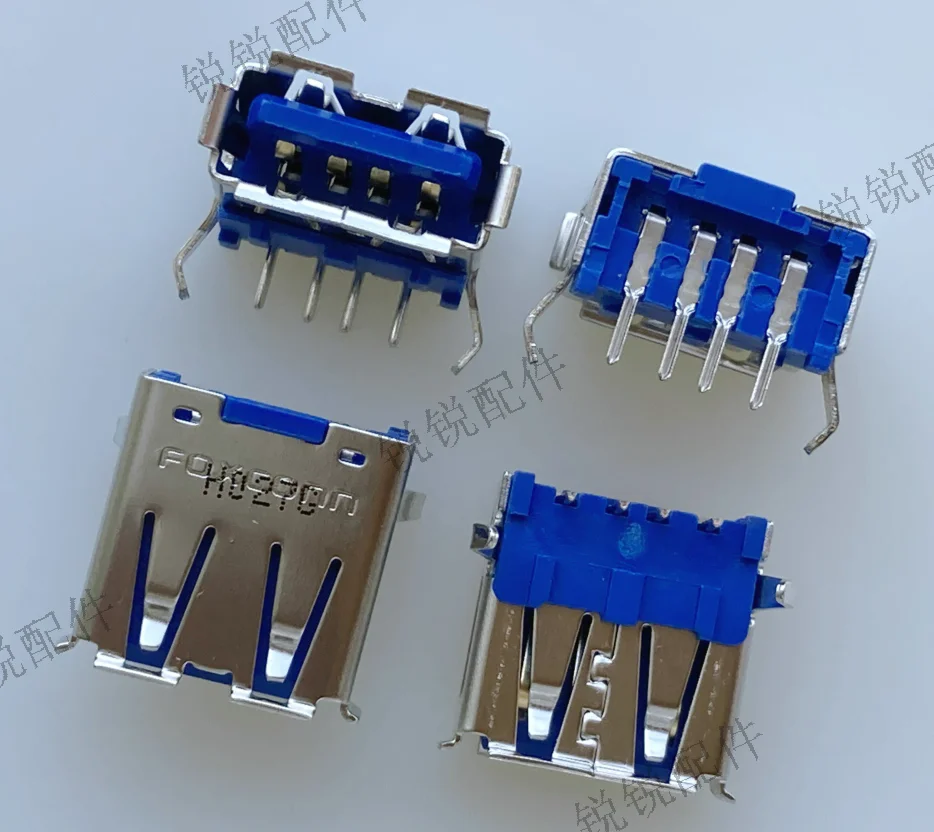 

For Foxconn USB2.0A TYPE female 4P 90 degree bent foot USB data charging port socket blue rubber core