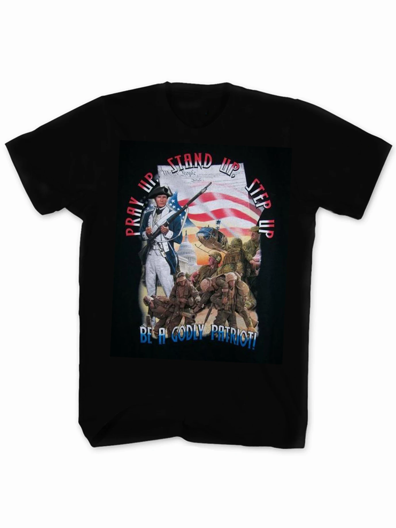 Pray Up, Stand Up, Step Up. US Armed Forces Soldiers Godly Patriot T-Shirt New 100% Cotton Short Sleeve O-Neck Mens T-shirt