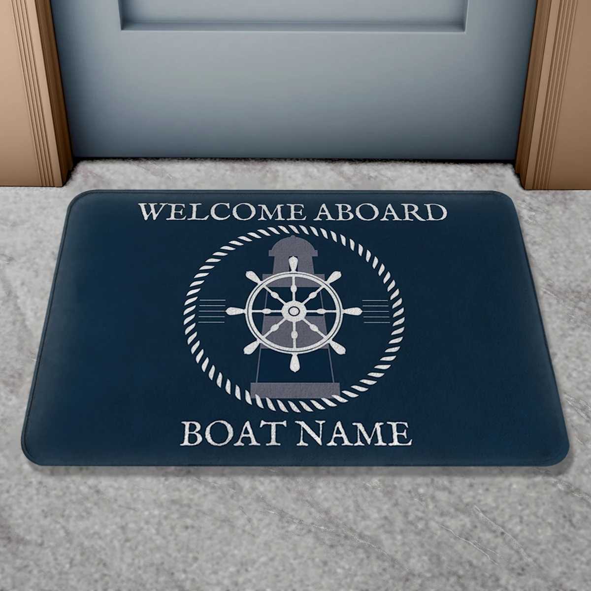 Custom Door Mat Non-Slip Bath Mat Personalized Welcome Rug Indoor Outdoor Custom Boat Name Home Decor Bathroom Floor Mat