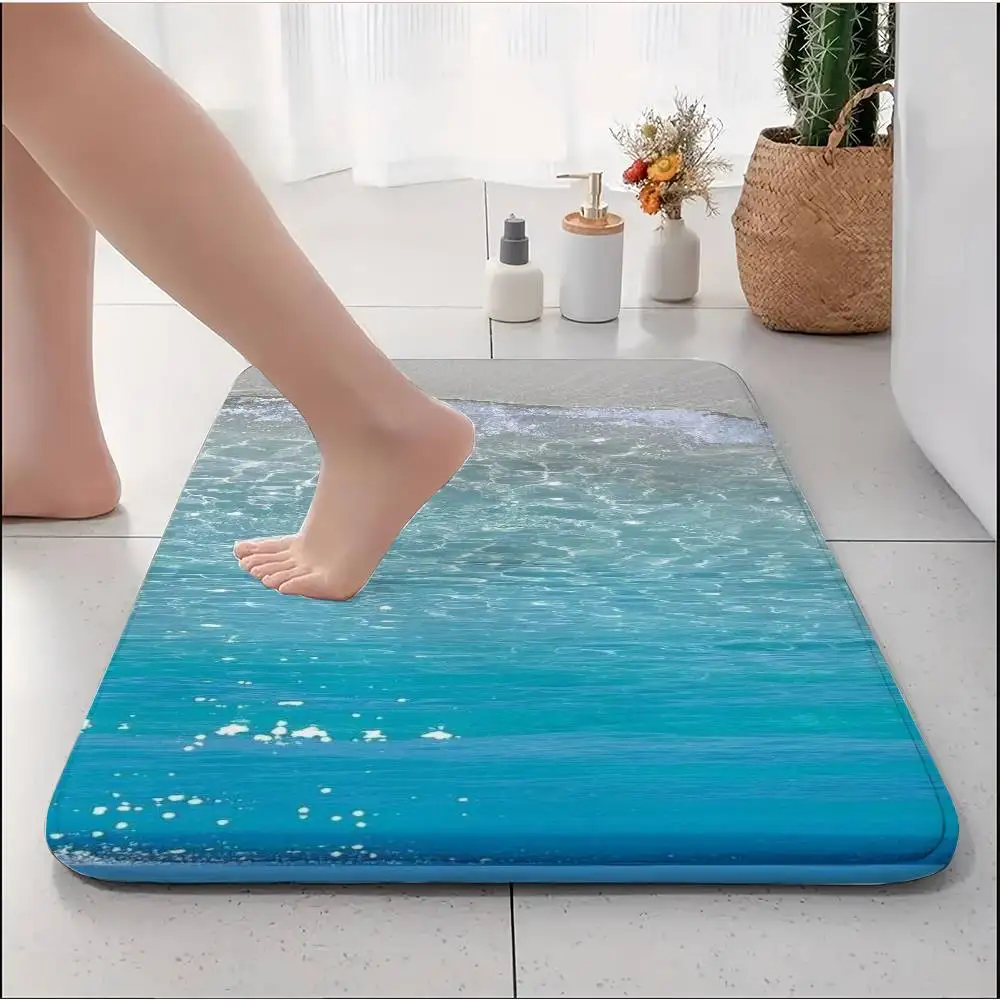 

Floor Mat Printed Large Carpets Room And Bedroom Carpets Bathroom Anti Slip Beach Waves Door MATS Small Carpets