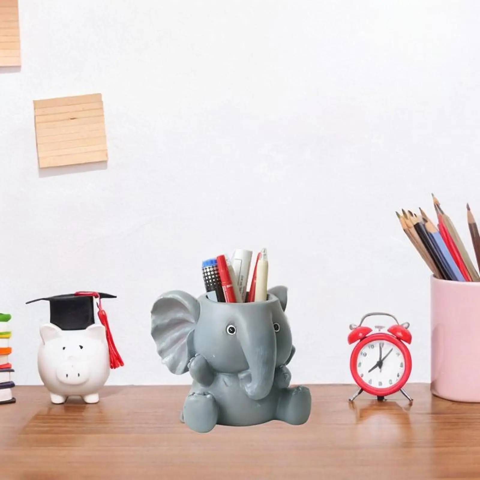 

Desktop Pen Holder Elephant Shaped Handmade Desktop Organizer Resin Pen Container for Sturdy Room Home School Office Boys Girls