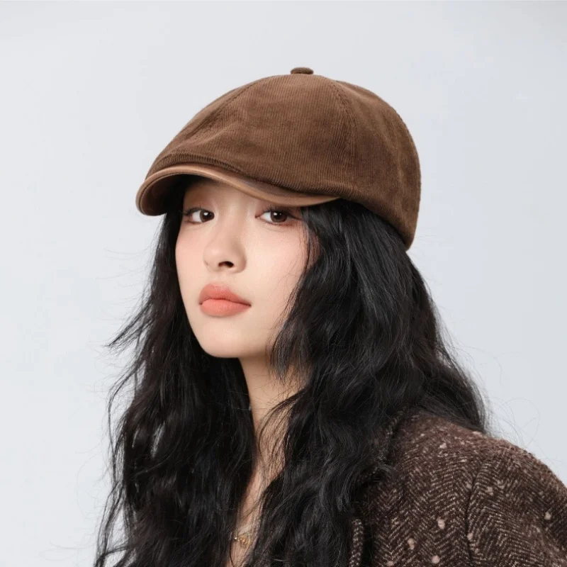 

Japanese Retro Cap Forward Backward Can Wear Couple Cap Fashion Beret Men Women Duck Cap Thick Padded Warmth 56-58cm