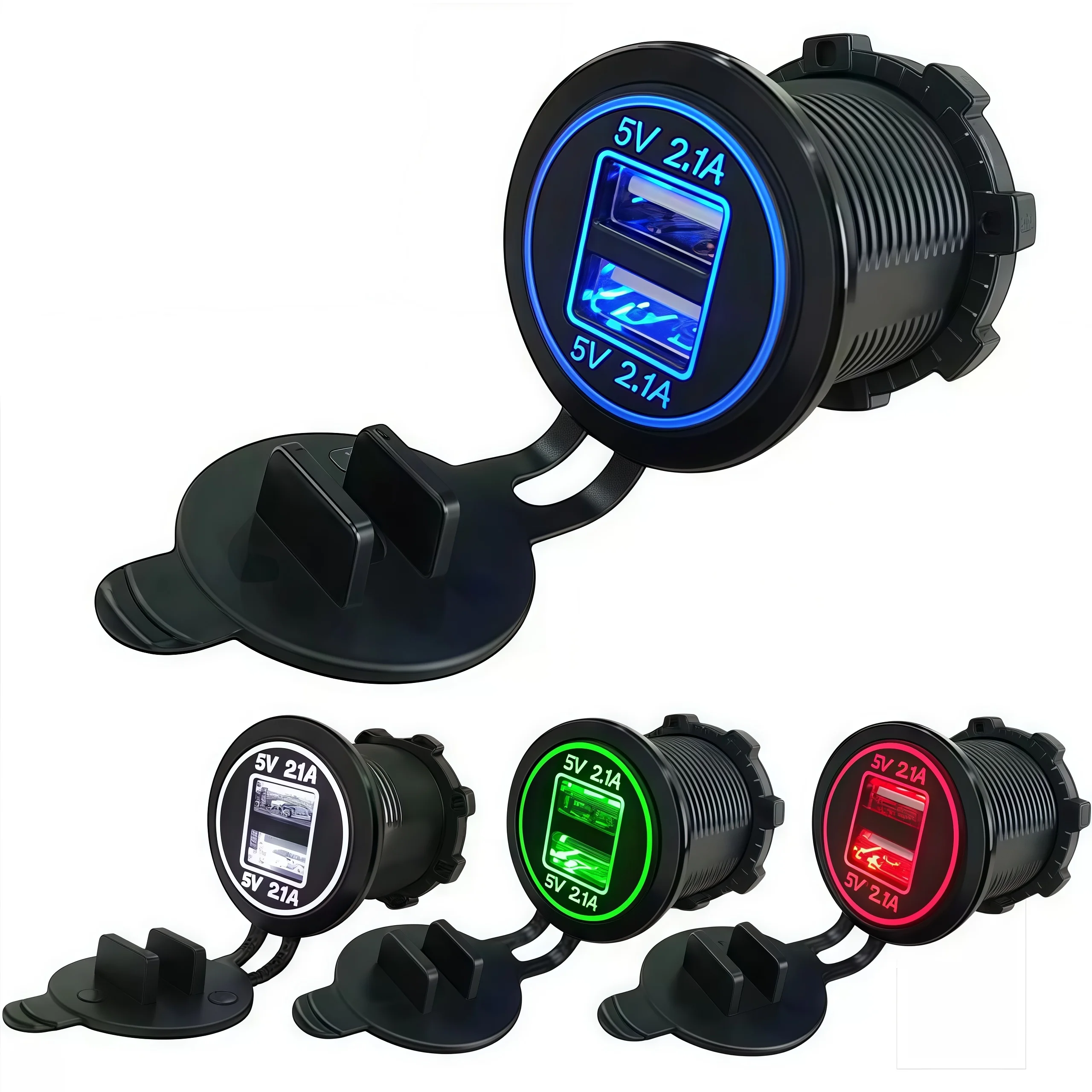 

Автомобильное/мотоциклетное/лодочное зарядное устройство 12-24В с двумя USB-портами (5В/2.1А), аксессуар для модификации, модель YC-A17