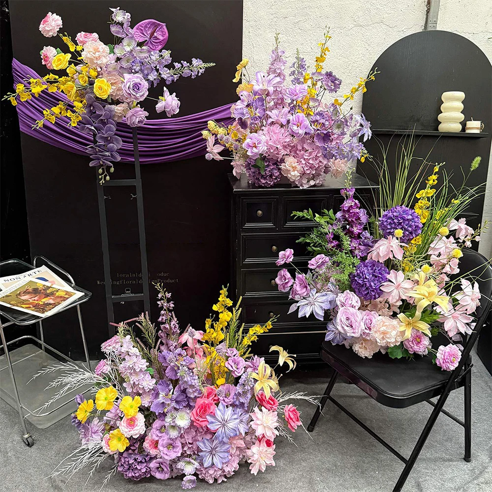 

Monet Garden Style Pink Purple Artificial Floral Arrangement for Wedding Engagement Bridal Room Birthday Party Event Decoration