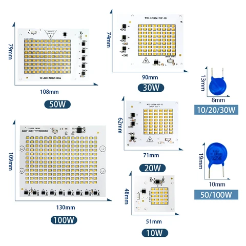LARZI LED Lamp Chip, 10 шт., квадратный, SMD2835, 10-100 Вт, 220-240 В, холодный/теплый белый — изображение товара