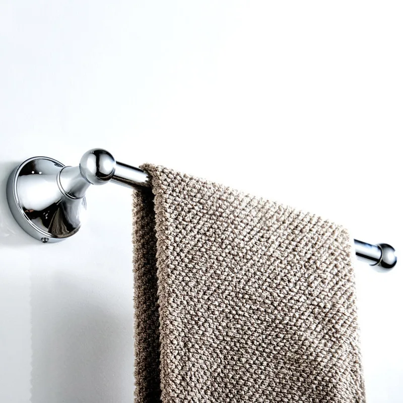 New electrosilvering Towel Hanger Wall Mounted Towel Rack Bathroom Brass Towel Bar Rail accessories Embossed single chassis