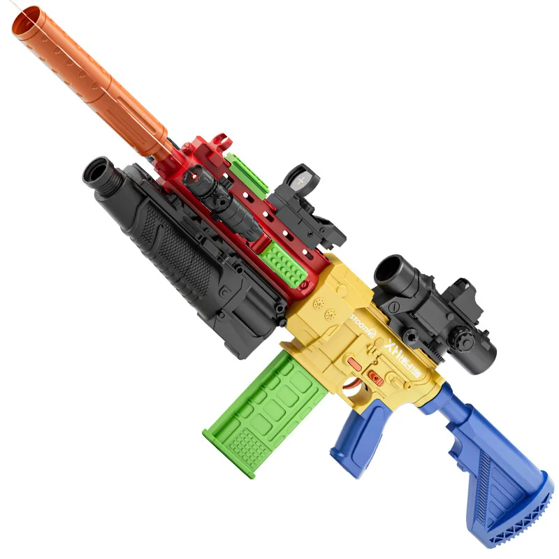 M416 Building Block Toy Gun Electric Soft Dart Blaster DIY Assemble Bricks Toy Gun Model Foam Dart Blaster Shooting Game Prop