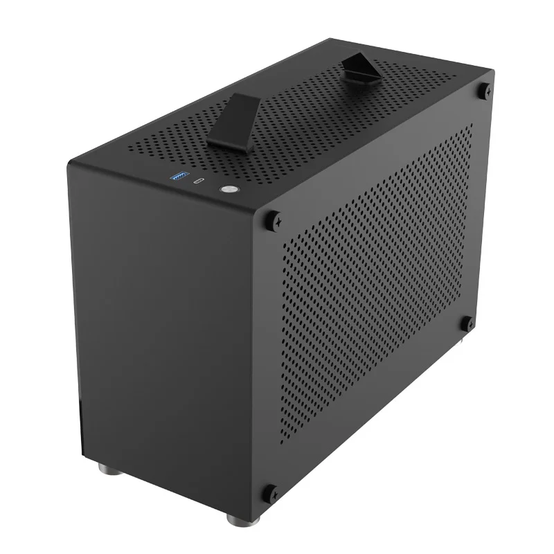 A4 Black Side See-through with Portable C Port Thickened Aluminum Cover Mesh Aluminum Side Panel GU7ITX Small Aluminum Chassis