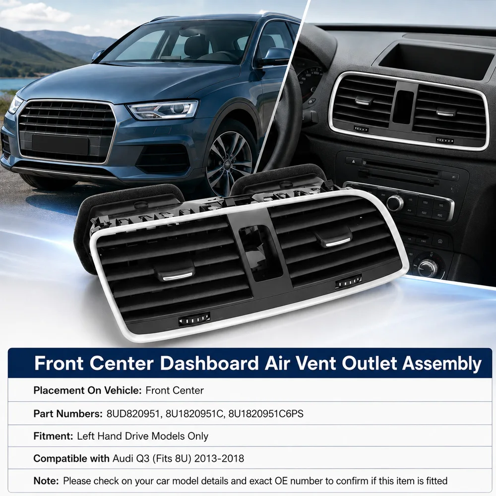 Front Dashboard Left Right Middle Air Conditioner AC Vent Grille Outlet Assembly for  Audi Q3 8U 2013 2014 2015 2016-2018 LHD