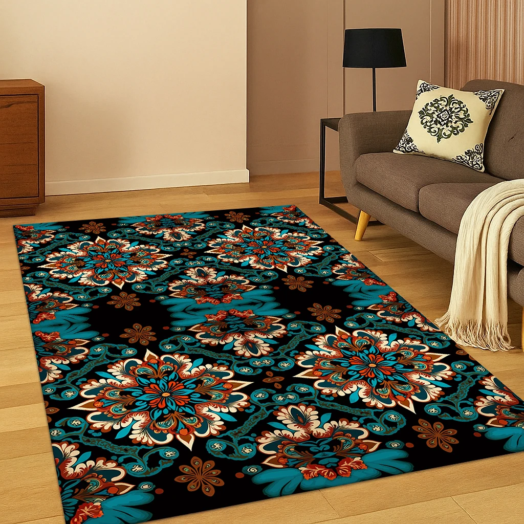 Türkiye Bohemian Persian Geometric Flower Carpet Rug for Home Bedroom Living Room Sofa Doormat Decor,Game Non-slip Floor Mat