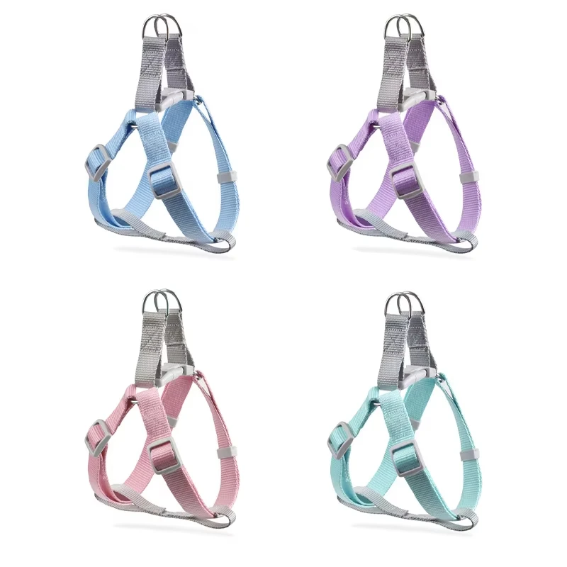 Adjustable Nylon Dog Leash Harness To Prevent Break Free Macaron Pet Harness and Leash Set for Small & Medium Dogs Dog Walking