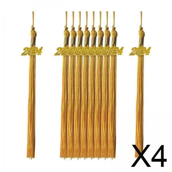 

4x 10Pcs Graduation Hat Tassels Pendant Academic Charm Yellow