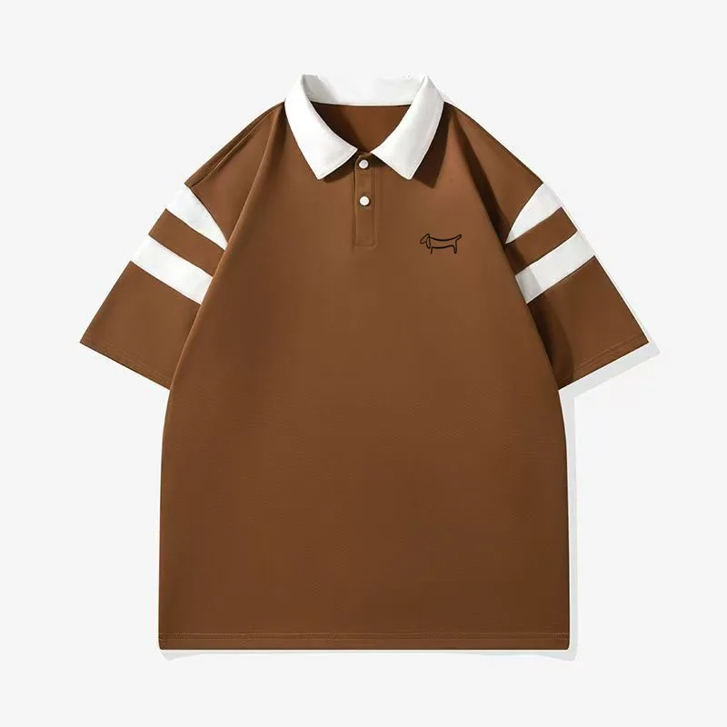 Korean Golf Couple Short sleeved T-shirt, Casual Fitness Sports Jersey, Slim fit Shirt, Collar Top, Cotton, Summer 2025