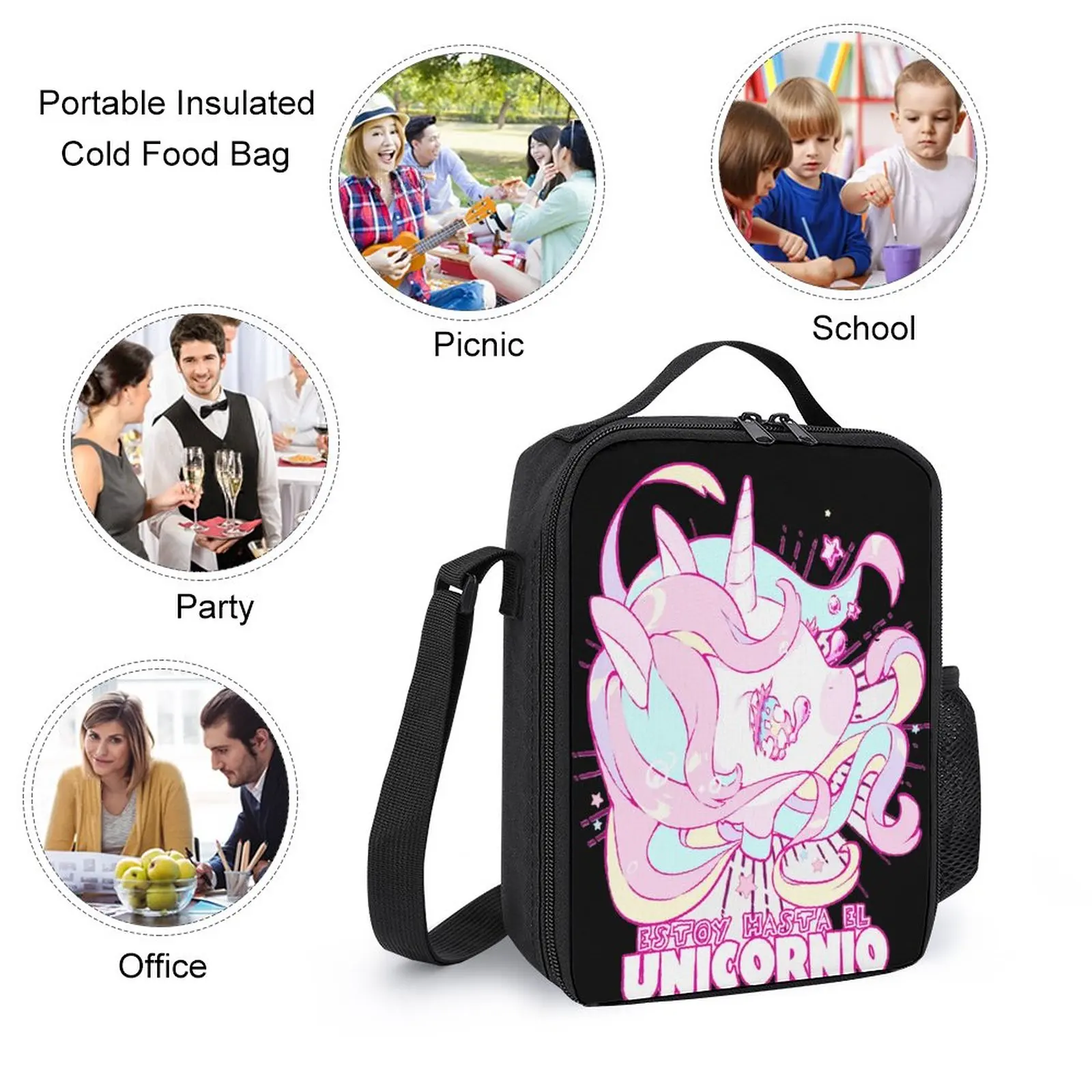 Divertidos De Estoy Hasta El Unicornio Durable Comfortable Lunch Tote 3 in 1 Set 17 Inch Backpack Lunch Bag Pen Bag Sports Activ