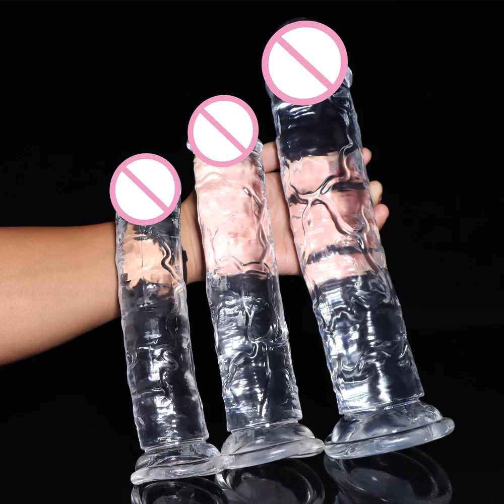 Big Crystal Jelly Realistic Clear Dildo Suction Cup Huge Transparent Penis Dick Anal Product Sex Toys For Woman Lesbian Adult