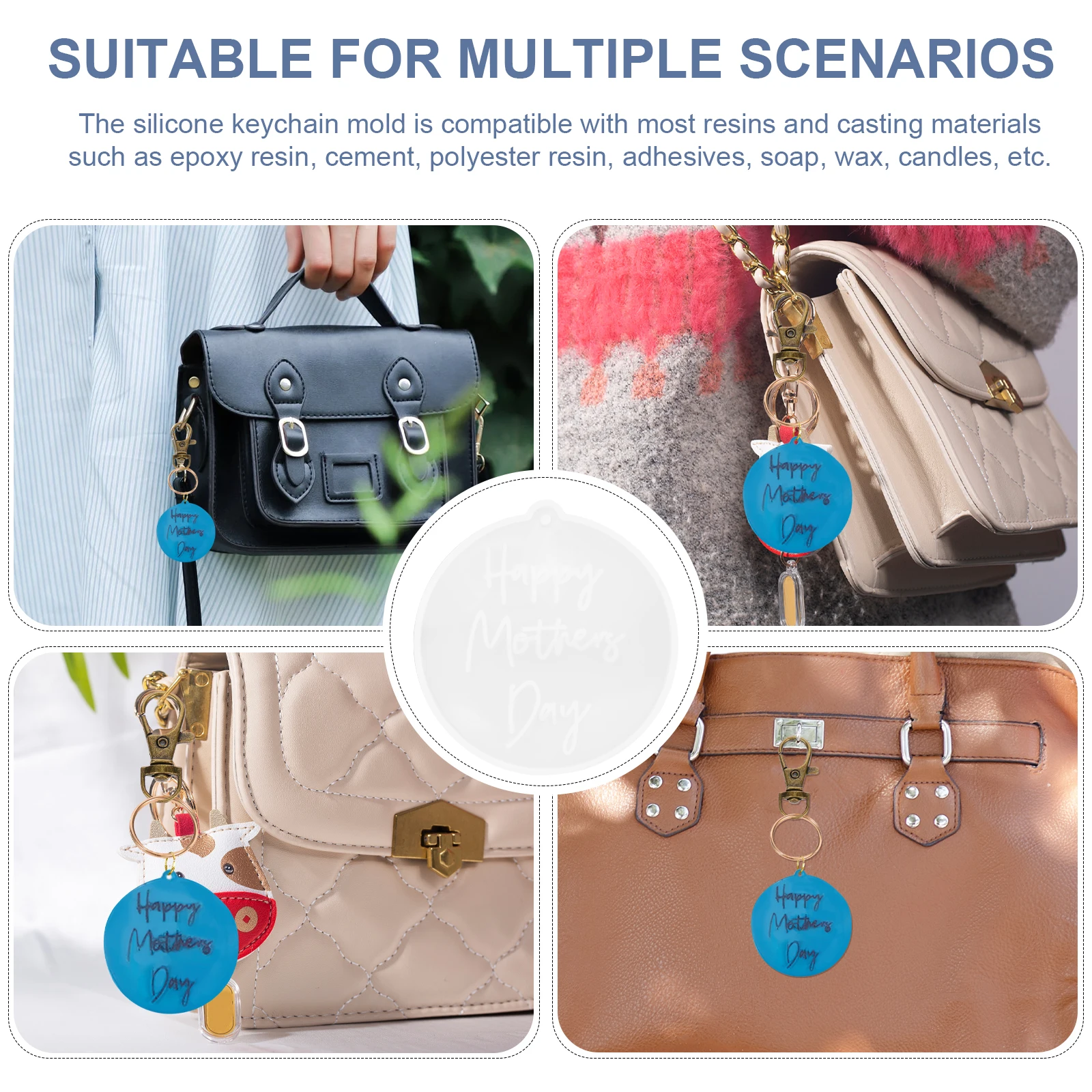 

2pcs Key Ring Pendant Mold Rainbow Silicone Mold for Keychain Pendant DIY Crafts Mom Gifts Mothers Day Jewelry Accessories