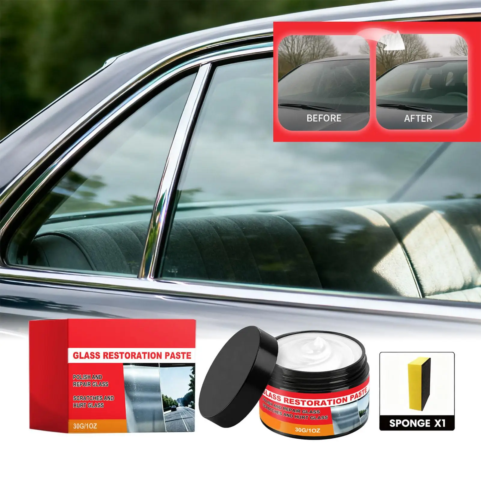 Windshield Scratch Remover Gentle Stain Removal Polishing Windshield Polishing Paste For Rearview Mirror Sunroof Truck SUV RV - view 3