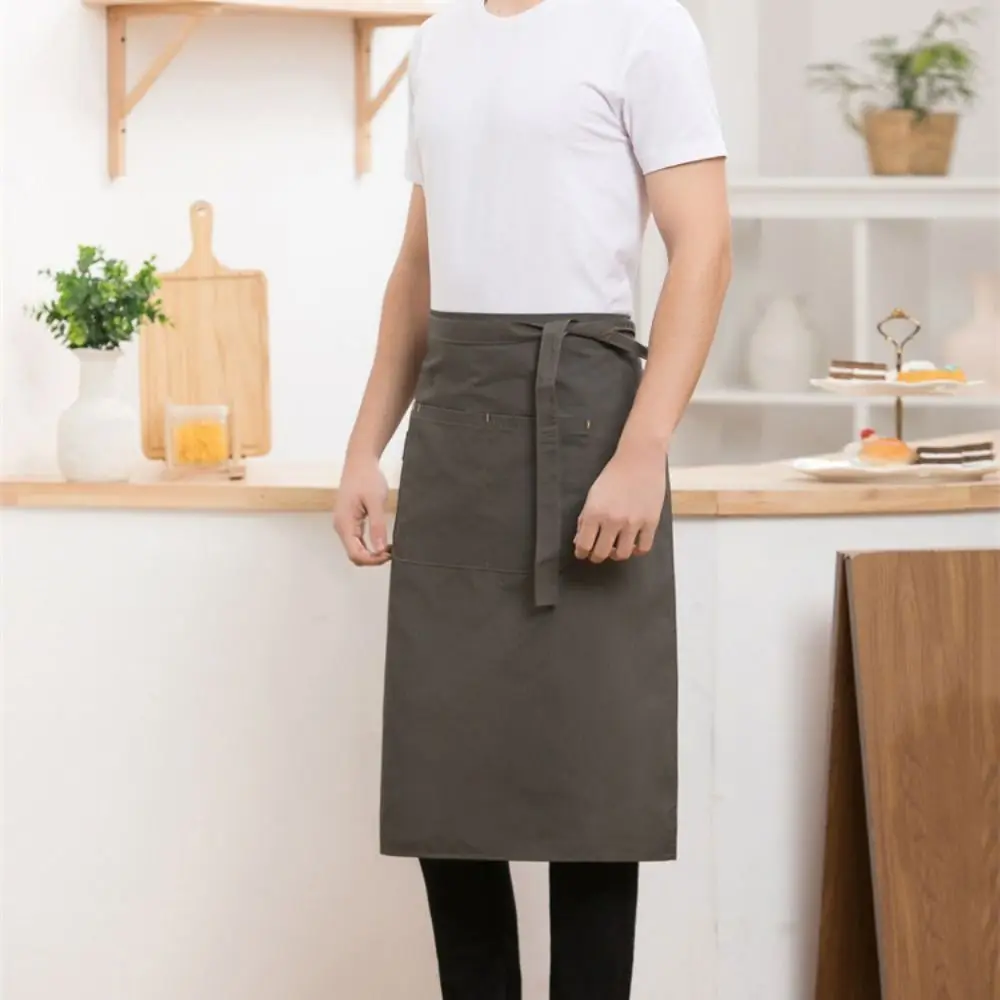 Demi-tablier antisalissure réglable à lacets, tablier de taille de serveur unisexe, couleur unie, tablier de travail domestique, utilisation en cuisine