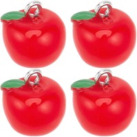 1 Box 25Pcs Red Apple Charms Teacher Charms School Resin Student Charm 3D Miniature Food Thanksgiving Mini Fruit Charms