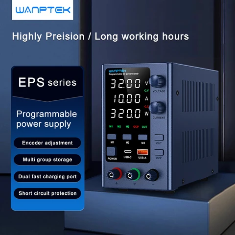 Fonte de Alimentação de Laboratório Wanptek Ajustável 30V 5A 10A 60V 5A 120V 3A para Reparo de Celulares, Carregamento de Baterias Automotivas e Bancada de Trabalho DC