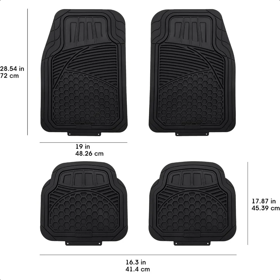 Heavy Duty Car Floor Mat PVC Faux Rubber with Carpet Backing Universal Deluxe AllWeather Trim to Fit for 95% Automotive SUV Sed