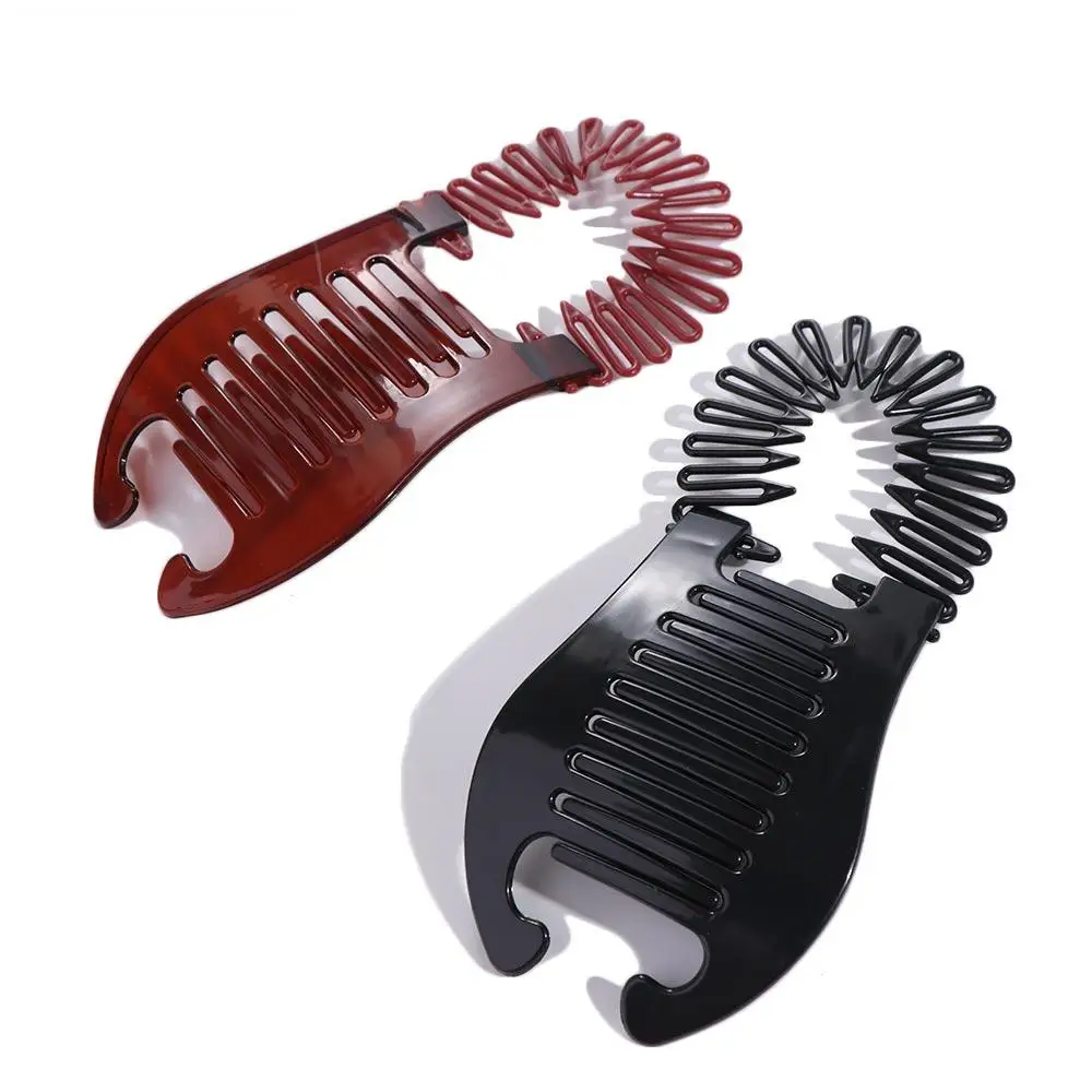 

Women Comb Hair Riser Claw Black Brown Flexible Headwear Banana Barrettes Clip Fashion Ponytail Rubber Bands Elastics Hair Comb