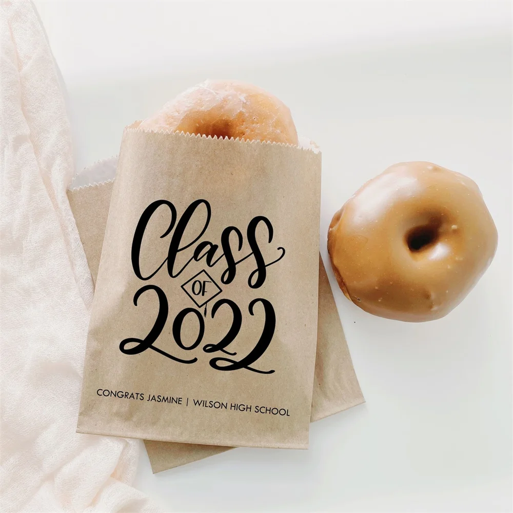 

50pcs Class of 2024 graduation Donut Bags - Graduation Brunch Ideas - Senior Party Decorations - Custom Printed Favor Bags - Can