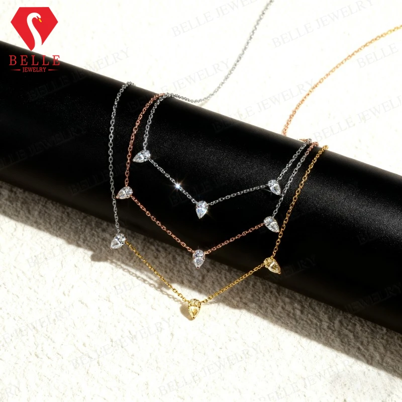 

Муассанит 3 карата грушевидной огранки ожерелье с пузырьковым воротником белое золото желтое золото розовое золото ювелирные изделия подарок для жены ее