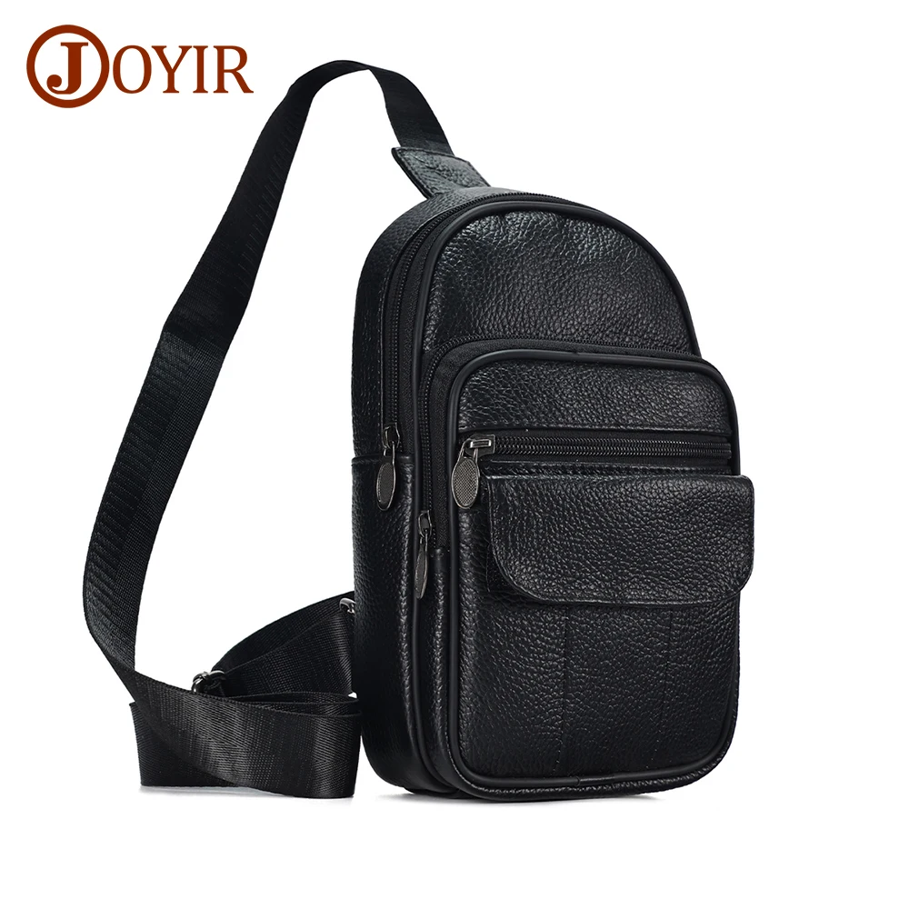 

JOYIR Male Genuine Leather Travel Sling Bag for Men Trendy Chest Pack Casual Shoulder Crossbody Bags Messenger Bags